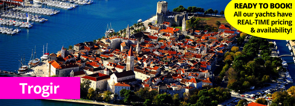 Trogir from the air.  Charter a yacht or catamaran from Trogir with PlainSailing.com